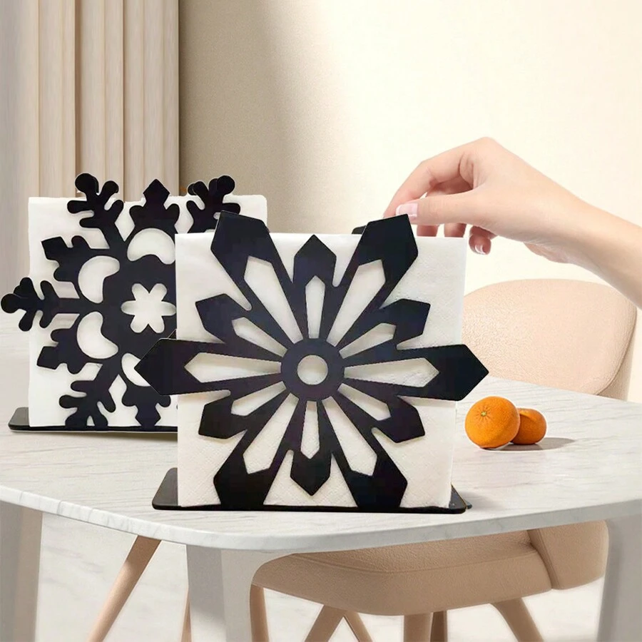 1 pièce Porte-serviette en forme de flocon de neige en métal - Distributeur de papier essuie-tout vertical moderne pour la cuisine, les tables de salle à manger et de café, Style simple porte-papier pour hôtel ou café, décoration de maison