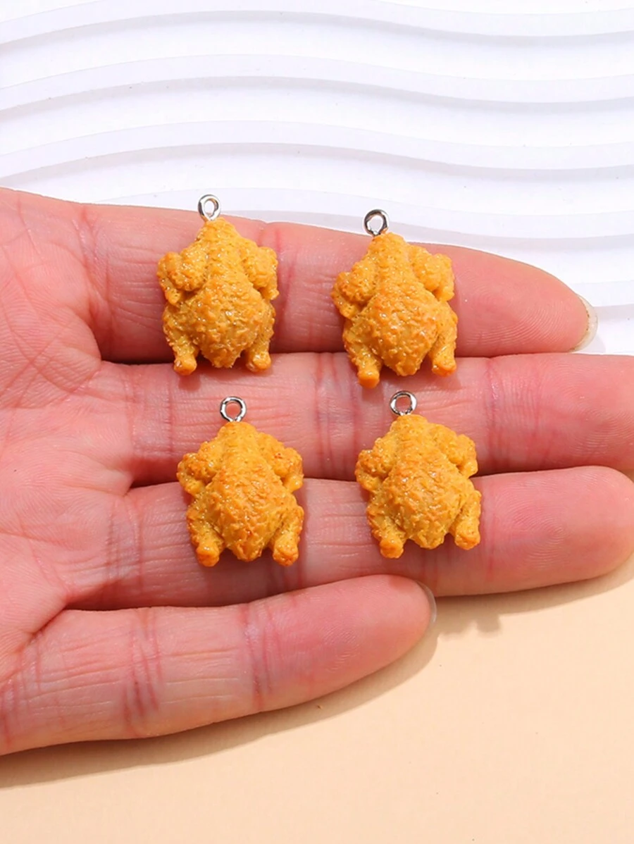 10 pièces Pendentif en forme de poulet frit en résine, pour la création de bijoux DIY, convient pour les boucles d'oreilles, les colliers, les sacs, les porte-clés et les accessoires, unisexe, en matériau résine, sans incrustation, accessoires de bijouterie personnalisés