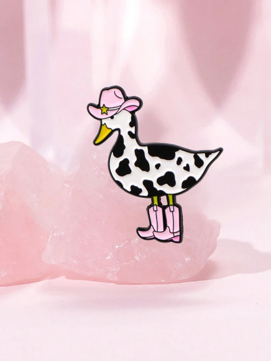 1pc Funny Duck Enamel Pin Cute Milk Cow Brooch Pines Lapel Pins Badge On Backpack Clothing Accessories Cosplay Jewelry Friends Gifts