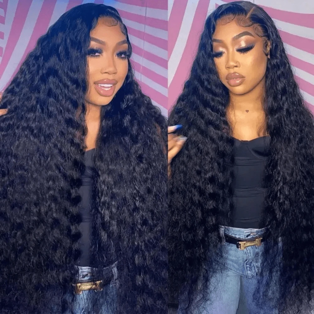 Pelucas frontales de encaje de ondas profundas de 13x4, cabello humano mojado y ondulado, peluca frontal de encaje con cabello de bebé para mujeres, cabello humano de densidad 250% prearrancado con cabello de bebé para el día de Navidad