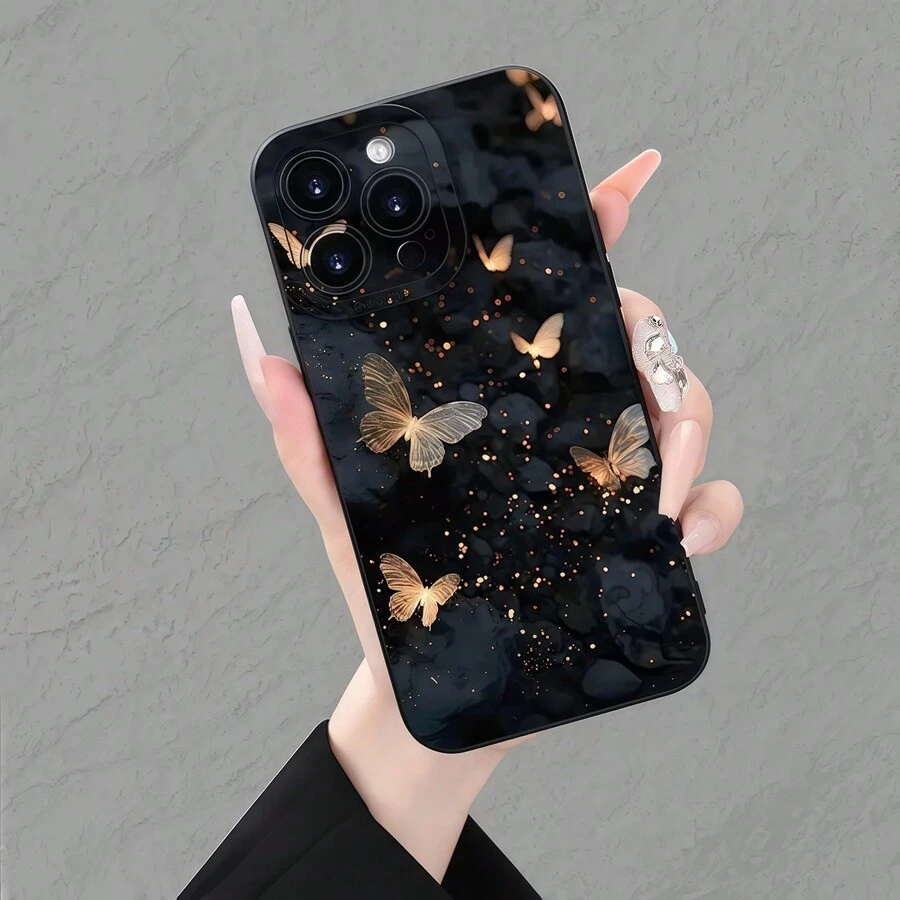 1 szt. Spersonalizowany modny gruby antypoślizgowy fluorescencyjny wzór motyla etui na telefon kompatybilny z Apple i serią