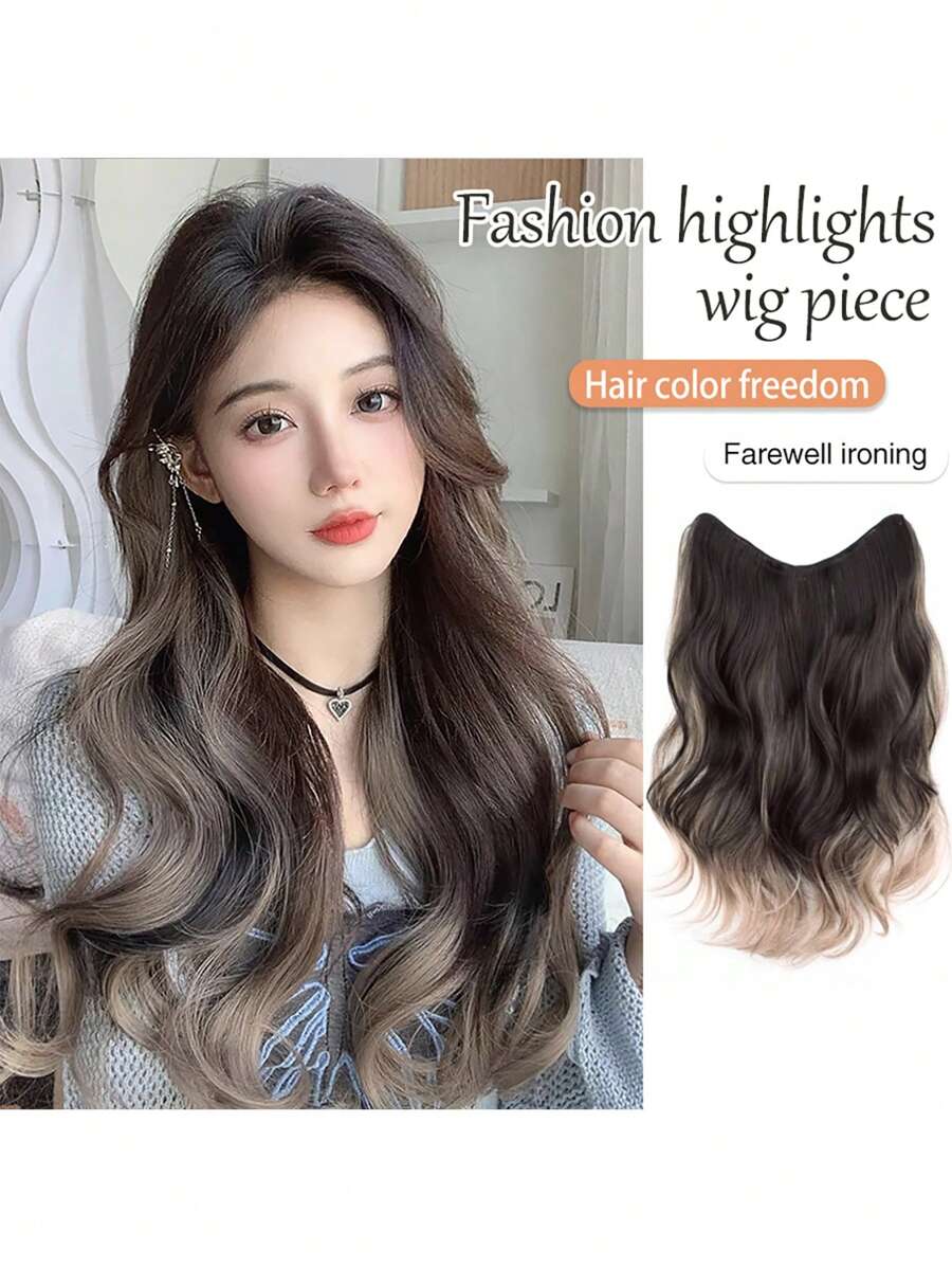 1 pièce Perruque synthétique résistante à la chaleur, ondulée profonde, cheveux bruns de 24 pouces, pièce de cheveux de haute qualité pour usage quotidien