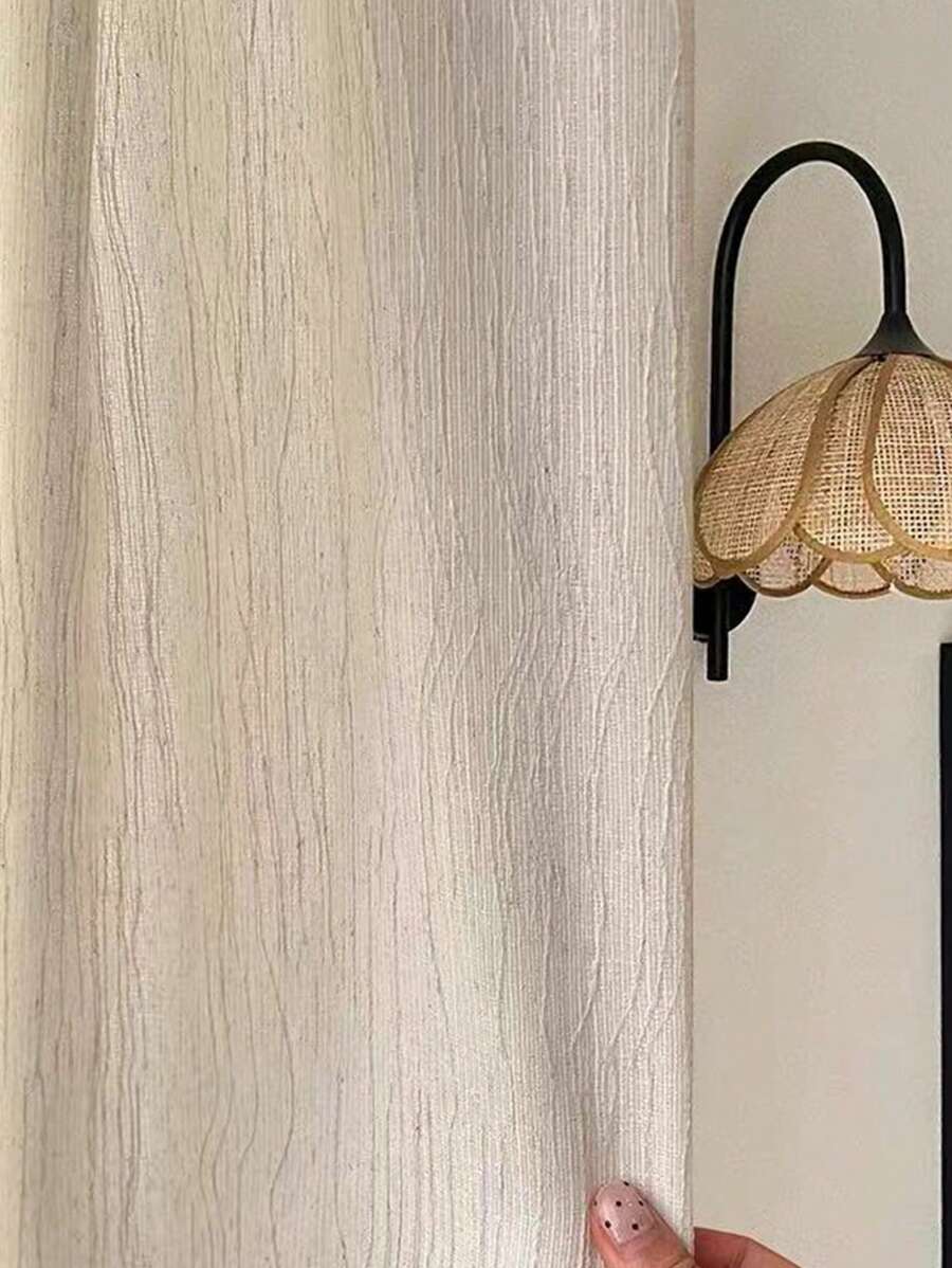1pc Semi-Sheer French Vintage Style Window Voile Curtain For Balcony, Living Room, Study, Home Decor