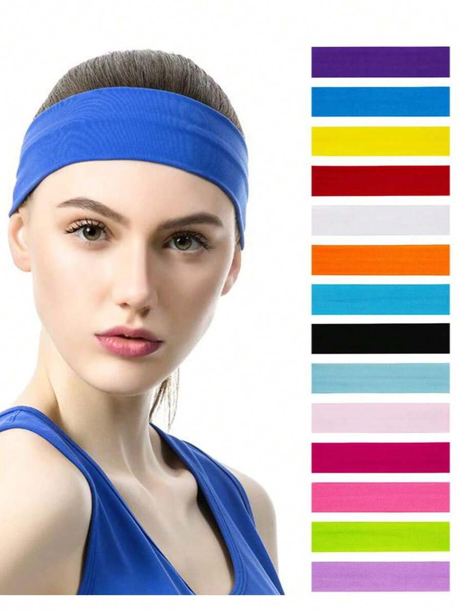 Diadema elástica de unicolor estilo explosión, ideal para yoga y deportes, banda para el cabello que absorbe el sudor, turbante, diadema ancha para hombre y mujer, ideal para fitness, running, yoga. Juego de diademas para decoración del hogar, baño, verano y vuelta al colegio.