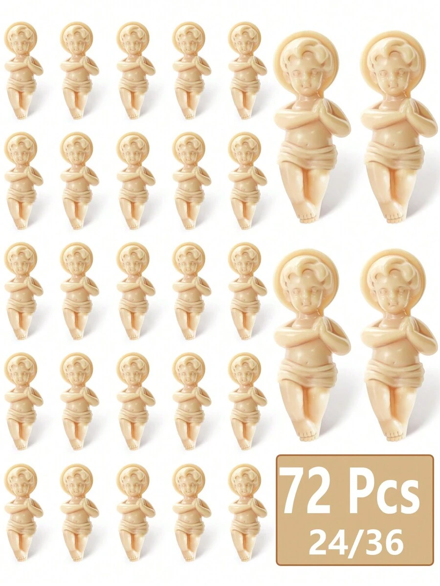 72/36/24pcs Tiny King Cake Figurines, 1.5 Inch Bulk Mini Statues, Suitable For Ice Cubes Games, Carnival Parties, DIY Crafts, Game Props, Decorations