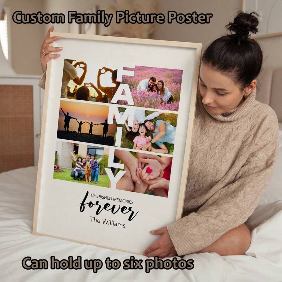 Custom Personalized Family Couple Picture Collage Memorable Gift Canvas Poster For Partner Printable Wall Art 1st Anniversary Photo Collage Gift For Him Her Valentine's Day Gift Gifts Birthday Graduation