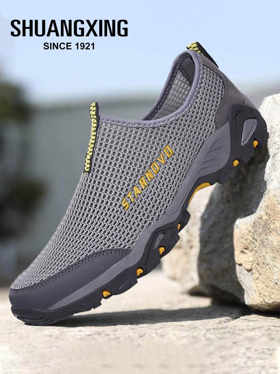 SHUANGXING Breathable Light Weight Soft Bottom Mesh Casual Sport Shoes For Men, Suitable For Summer