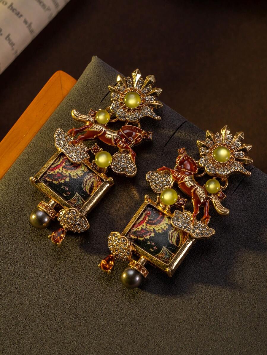 1 par de brincos vintage exclusivos em forma de cavalo, joias personalizadas adequadas para mulheres, presente de festa e dia dos namorados, mãe, mãe, dia das mães, presente