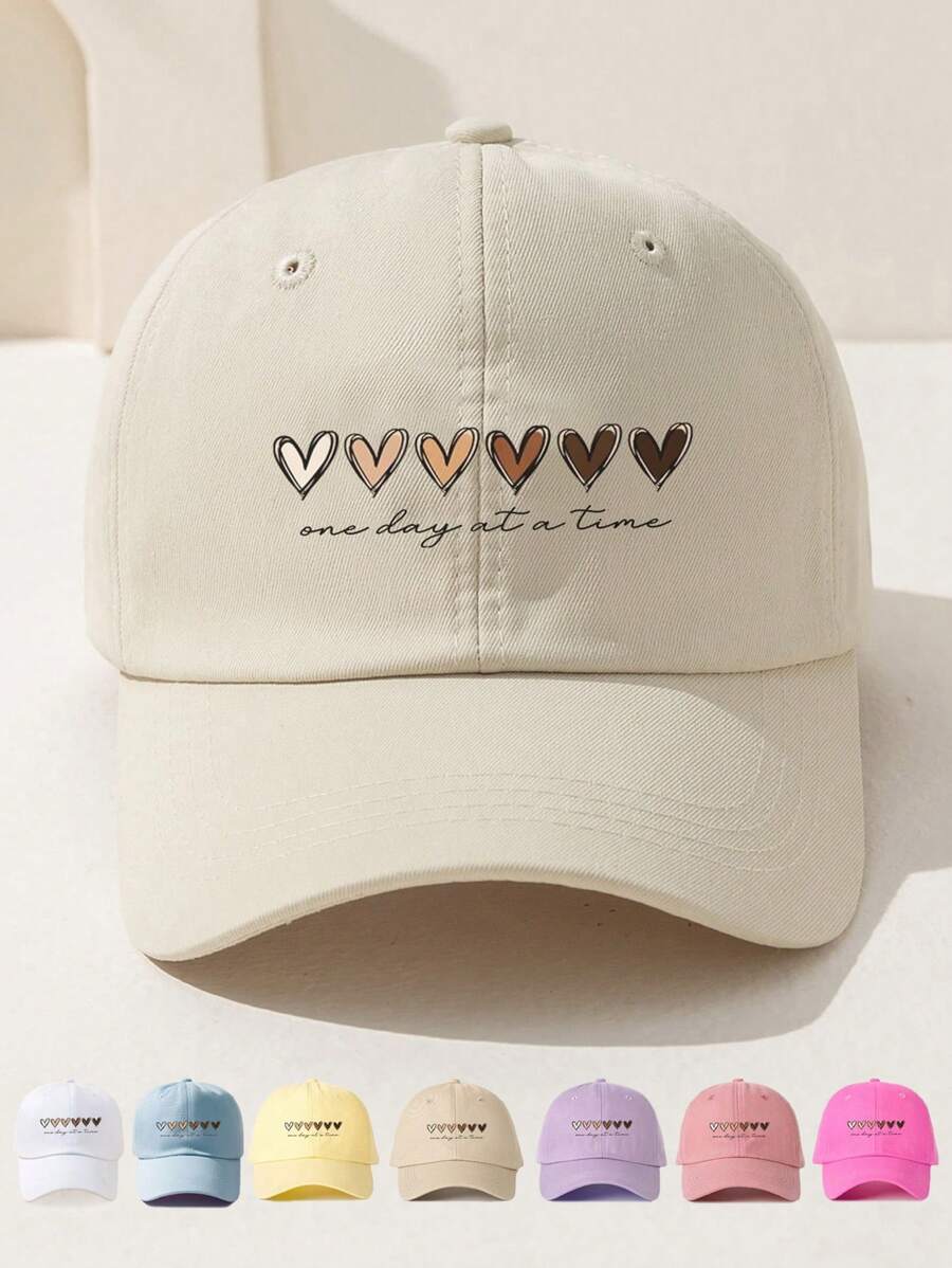 1 Stück verstellbare Baseball Kappe mit englischen Buchstaben und Gradienten Herz Motiv für Outdoor, Sonnenschutz Lässig Hut geeignet für Frühling und Herbst Reisen, Strandurlaub, für Frauen, Y2K Stil, Valentinstag