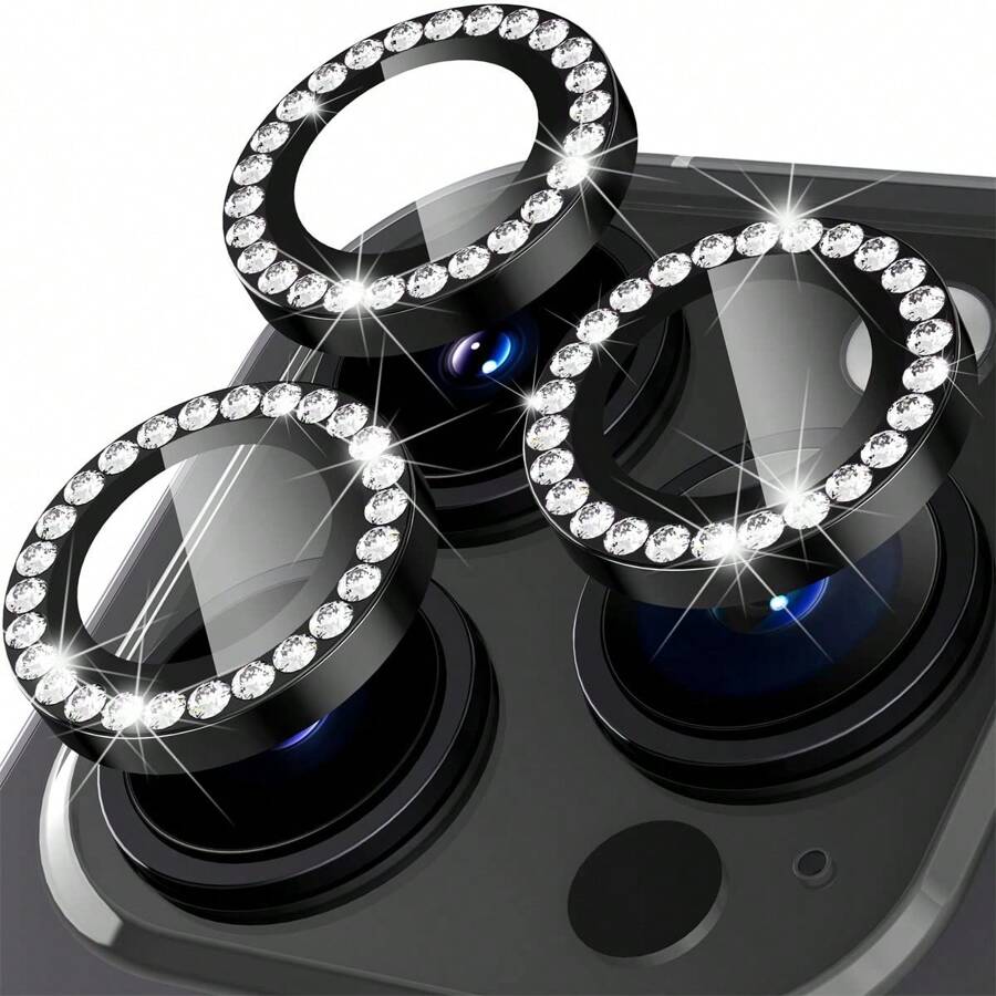 Multi-Color Camera Lens Tempered Glass Protector, Rhinestone Bling Bling, Fashion & Premium, Perfect Compatible With IPhone 16 15 14 13 12 Pro Max Plus Mini Tempered Glass Camera Lens Protector