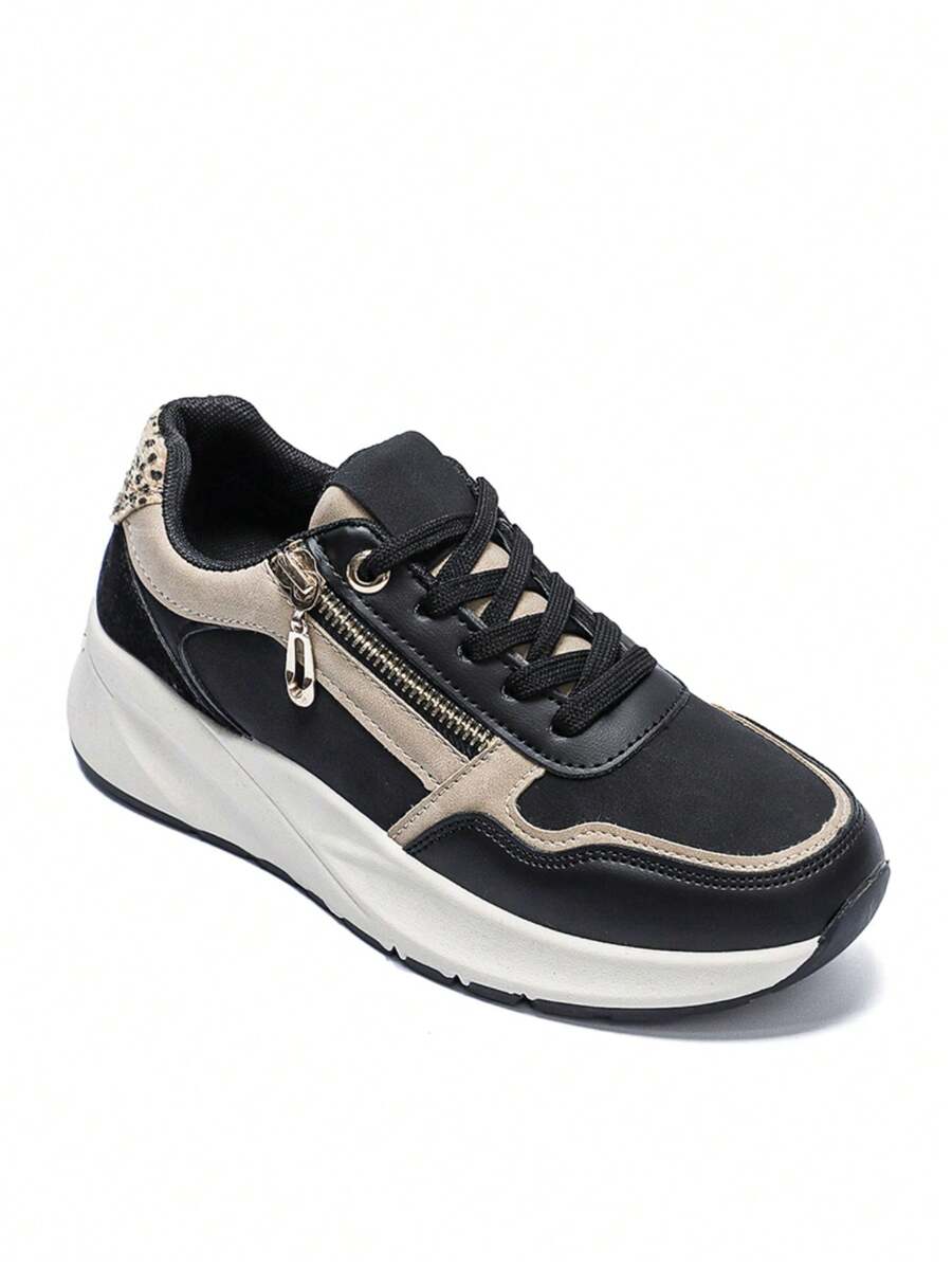 Women Plain Color Lace Up Simple Flat Casual Athletic Sneakers