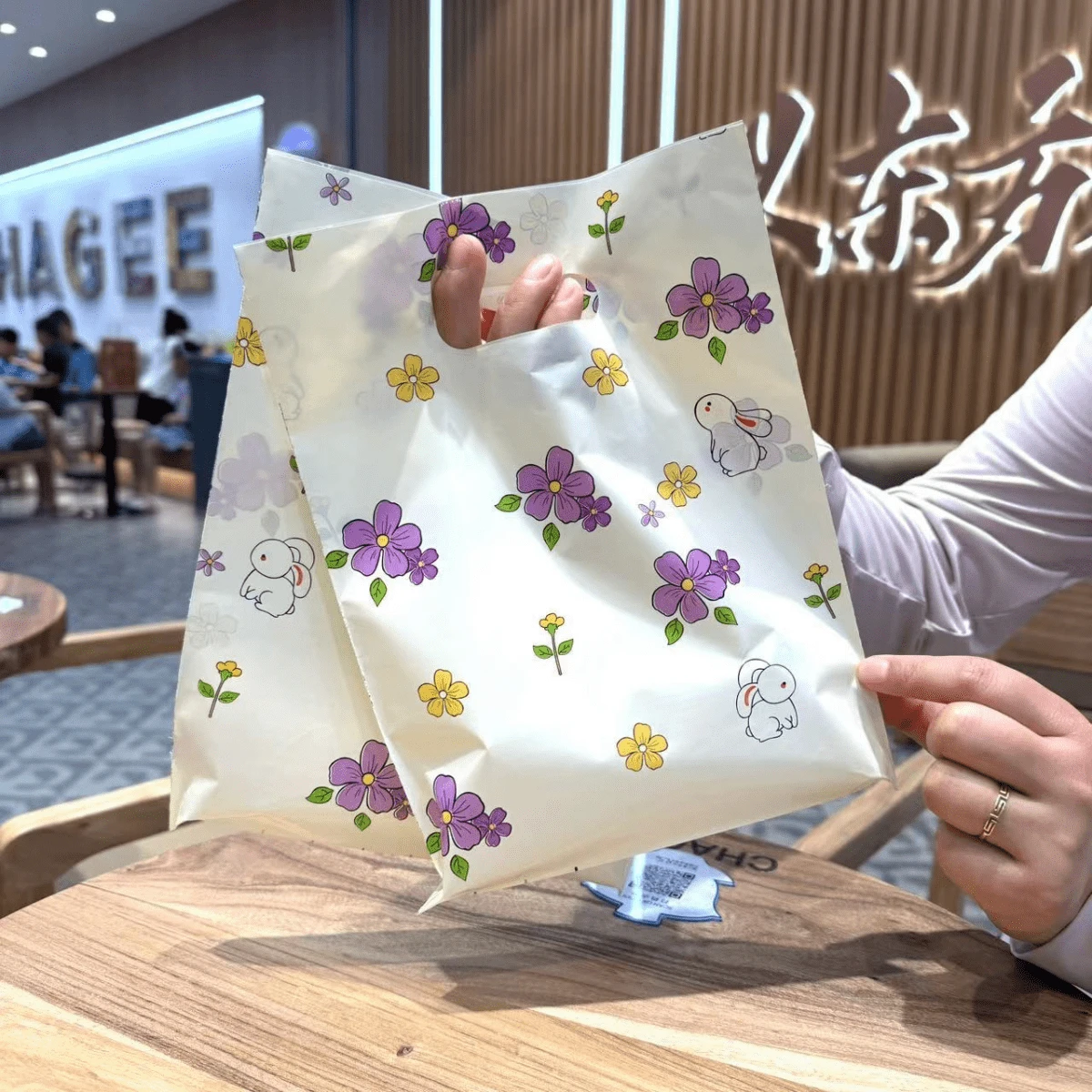 200pcs-Little Rabbit And Little Flower Gift Packaging Bag,Small Accessory Handbag,Cute Bunny Storage Bag,Suitable For Valentine's Day, Party Holidays, Birthday Gift Packaging Bags