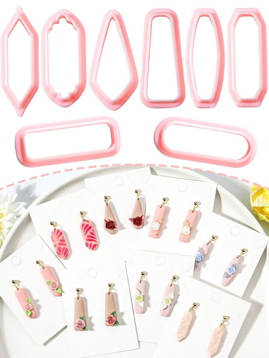 Lange geometrie vierkante klei snijders, polymeer klei snijder voor het maken van oorbellen zachte aardewerk oorbellen DIY oorbellen sieraden hangers klei gereedschap