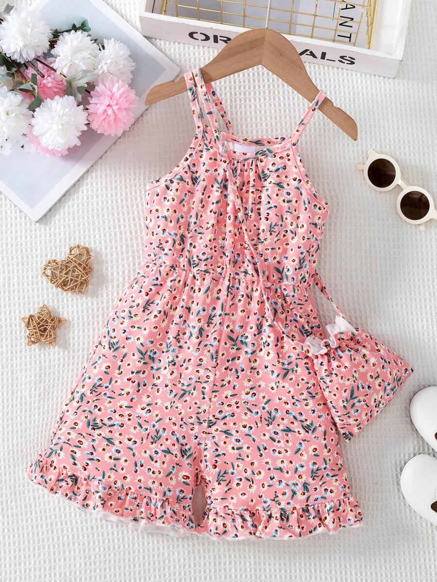 Young Girls Fashionable Sleeveless Romper, Summer Beach Outfit