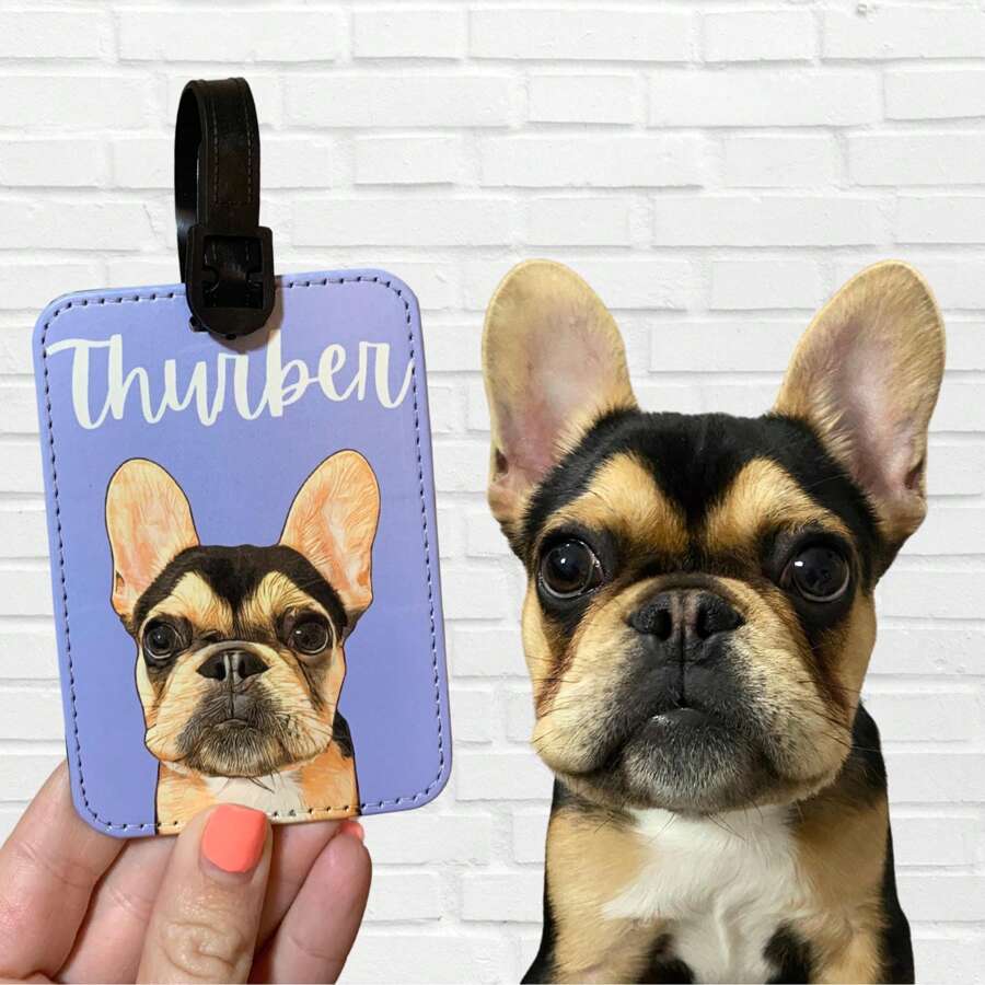 1pc Custom Pet Portrait Luggage Tag, Dog Cat Pet Illustration, Personalized PU Leather Luggage Tag, Thermal Transfer Photo Luggage Tag, Travel Suitcase Tag, Travel Gift, Birthday Gift, Wedding Gift, Mother's Day Gift, Father's Day Gift, Send To Family, Send To/Girlfriend/Boyfriend/Friend