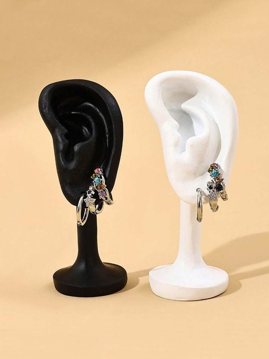 1pc Earring Display Stand, Jewelry Earring Holder Rack, Faux Ear Model For Jewelry Store Live Streaming, Earrings Decoration Props