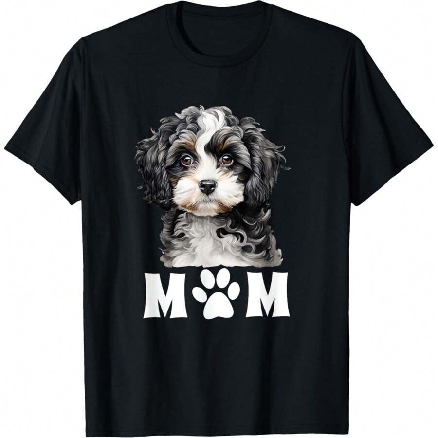 Dog Mom Mum Cute Cavapoo Maltipoo Cavachon Puppy Face Design T-Shirt