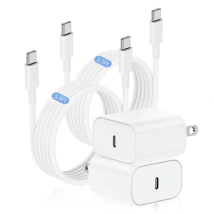 Adaptador de cargador de pared de 20W y cable de carga rápida de Tipo C a Tipo C de 3.3Ft/100cm para transferencia de datos de alta eficiencia, compatible con IPhone/// y otros dispositivos con puerto de Tipo C