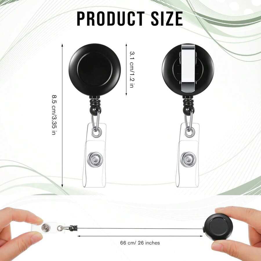 2pcs/Set - Retractable ID/Name Badge Holder Reel With Belt Clip, Multi-Color Options: Black, Red, Pink, Orange, Black, Purple, White, Transparent. Back To School Supplies, Graduation Party Decor Accessories