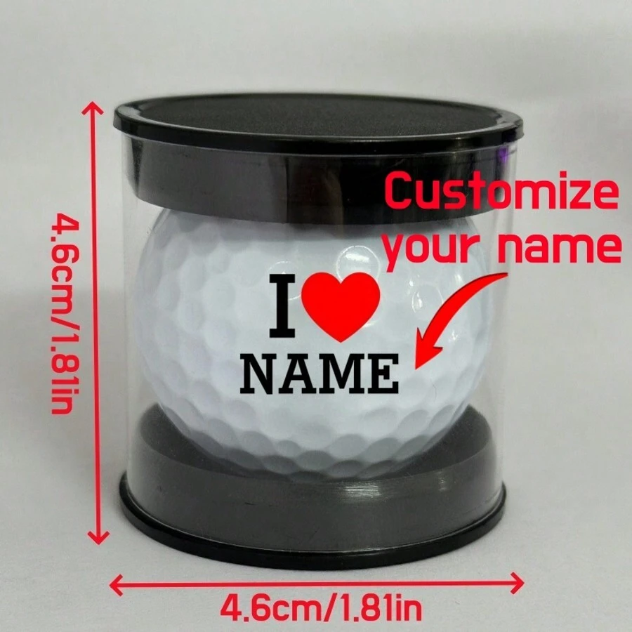 1 paquet de balles de golf personnalisé avec boîte-cadeau, balle de caoutchouc ronde à double couche pour la pratique, balle de sport extérieur personnalisée, convient pour les sports d'équipe, personnalisez avec votre nom, idéal pour la Saint-Valentin, l'anniversaire de mariage, la Fête des Mères, le meilleur cadeau pour la famille et les amis.