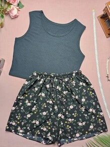 Calça preta floral tamanho grande 08 preta