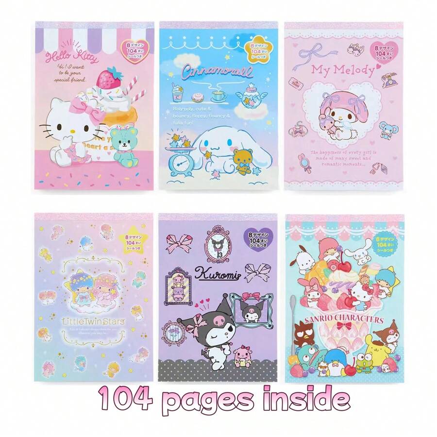 1 pièce Livre de mémos avec stickers Kuromi de Sanrio, livre de messages étudiant créatif et mignon, cahier de mémos décoratif pour la maison, 104 mémos par livre, cadeau pour la Saint-Valentin, anniversaire, remise de diplôme, stickers personnalisés