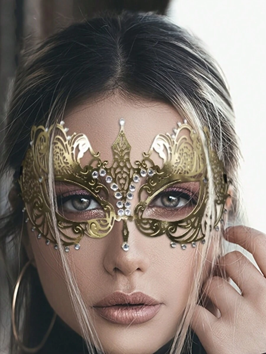 Christmas Costume Ball Mask, Golden Spirit Half Face Decoration Props, Carnival Party Role-Playing Costumes
