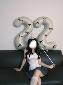 40 Inch Cream Color Number Black Long Bow