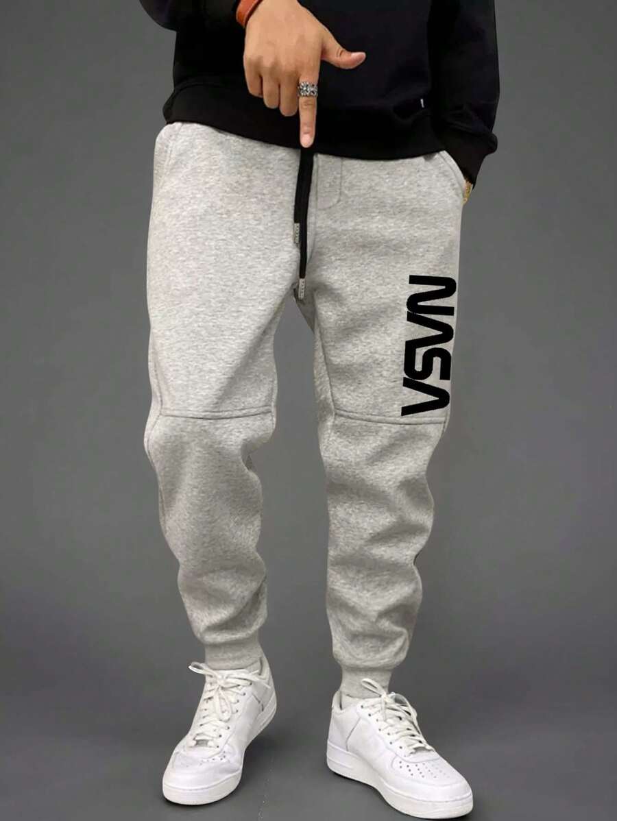 Men's Casual Knitted Letter Print Sweatpants