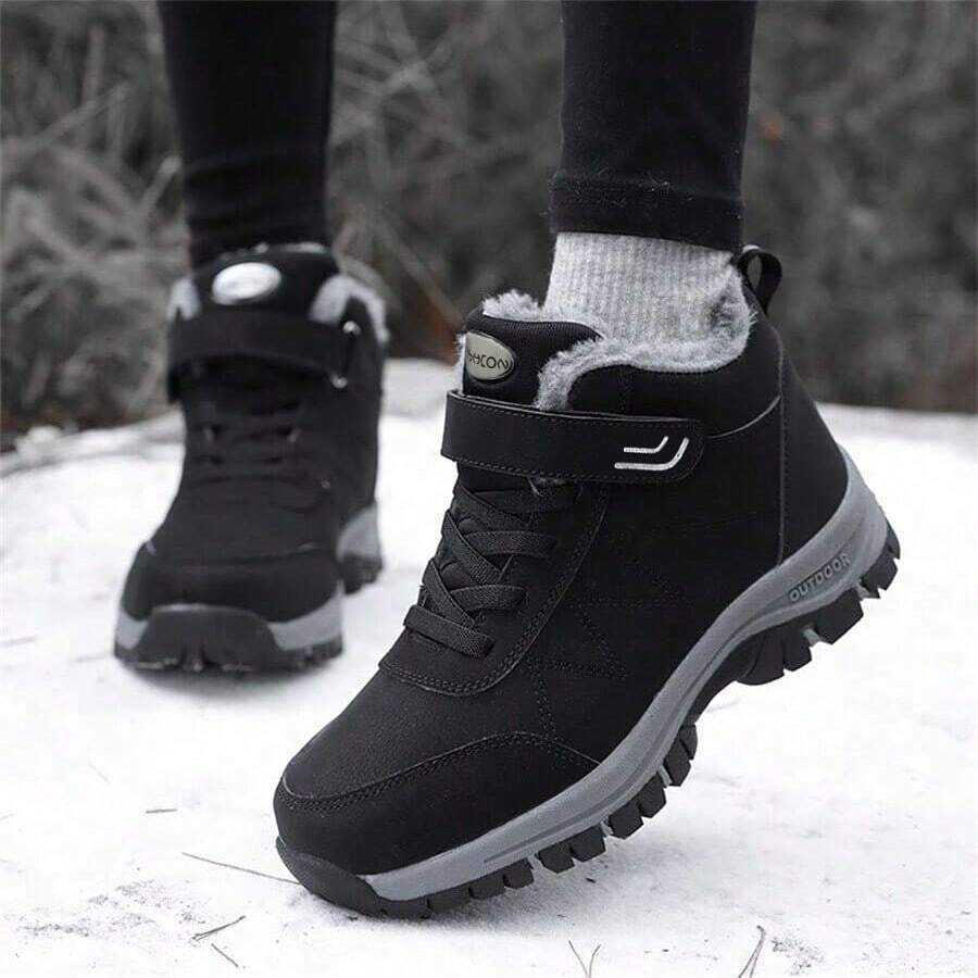 Women's Hiking Boots, Warm Thermal Lined Leather Short Boots, Outdoor Sports Shoes, Waterproof Trekking Climbing Boots, Anti-Skid Wear-Resistant Mountain Climbing Travel Shoes