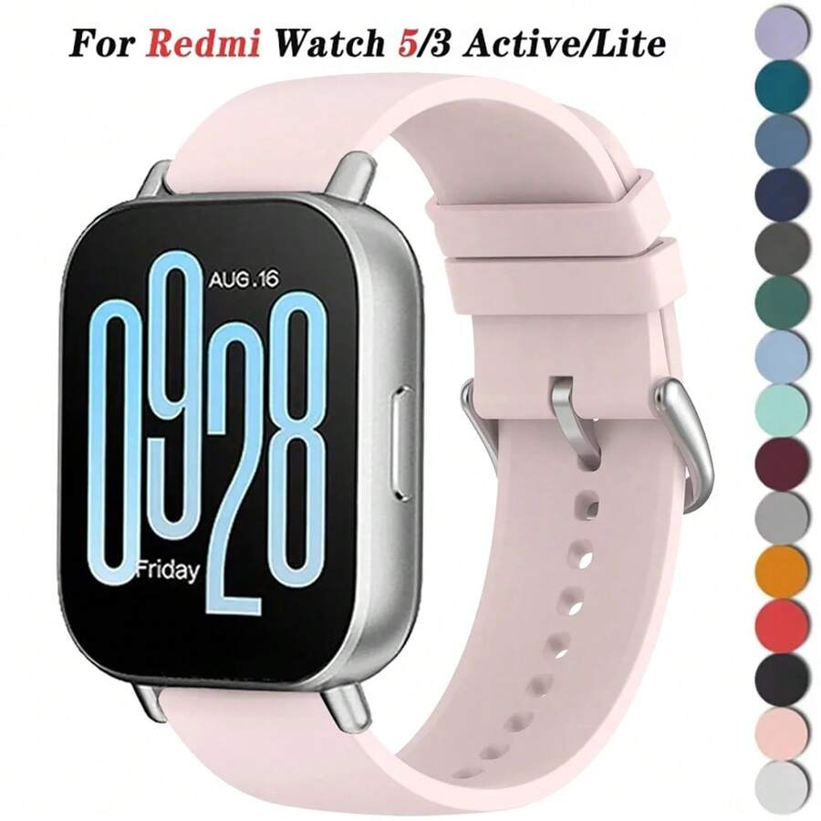 Pulseira de Silicone Esportiva de 22mm Compatível com Redmi Watch 5 Active 5 Lite, Bracelete Compatível com Xiaomi Redmi Watch 3 Active 3 Lite, Acessórios para Pulseira