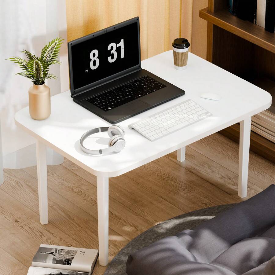 Batley Rectangle Dining Table With Solid Wood Legs, Modern Dining Room, Coffee Table Office Table, 23.6"Lx15.7"W (White, 1/2 Seater)