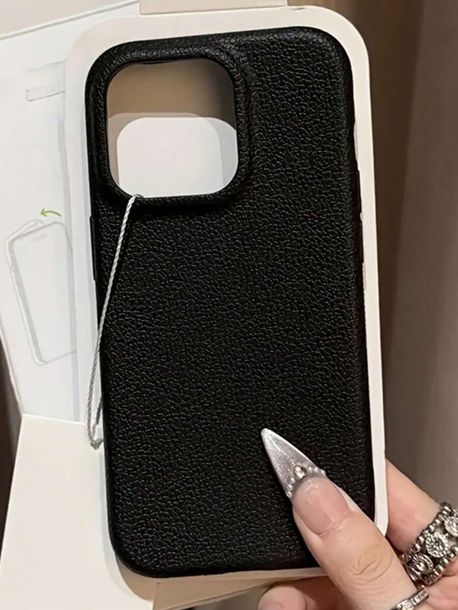 Apple Luxury Solid Color Lychee Leather Pattern TPU Soft Phone Case Compatible With IPhone 16 15 14 13 12 Pro Max 16 15 14 Plus 11 Shockproof Back Cover Funda