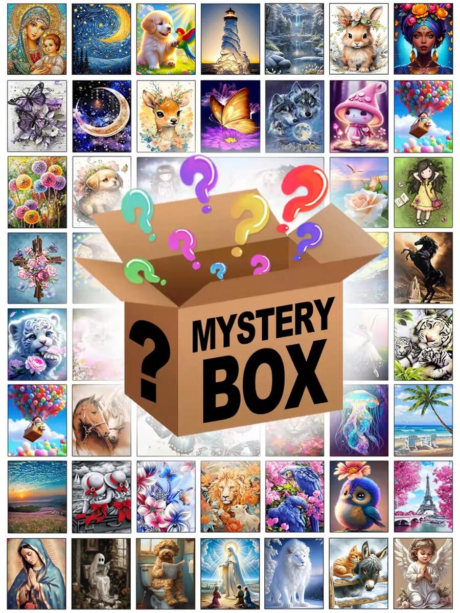 2pcs Blind Box Diamond Painting Mystery Box Rhinestone Picture 5D DIY Diamond Embroidery Mosaic Cross Stitch Handmade Gifts,Pattern Random Diamond Painting,Comes With A Set Of Tools