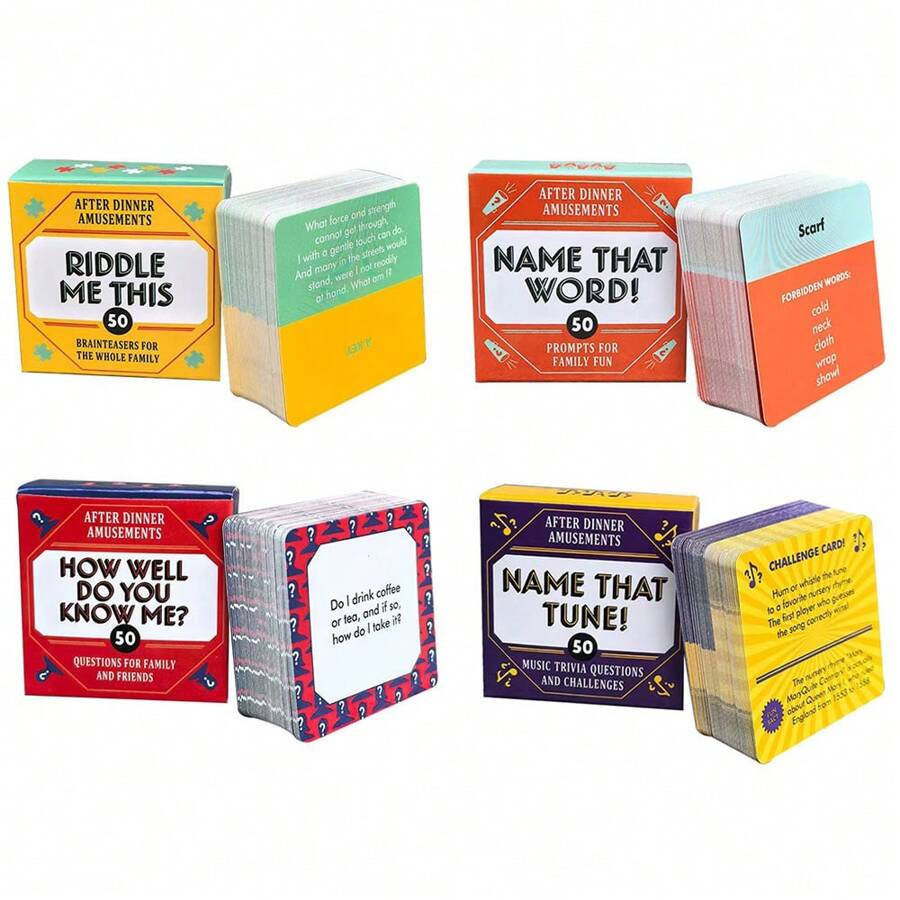 Juegos de cartas de alta calidad "¿Cuánto me conoces?", "¡Adivina esa canción!", "¡Acertijo!", "¡Adivina esa palabra!", "¿Cuál elegirías?", juegos de papel con acertijos rápidos y de palabras, tarjetas de juegos de fiesta, juegos de mesa cuadrados, tarjetas de regalo para reuniones