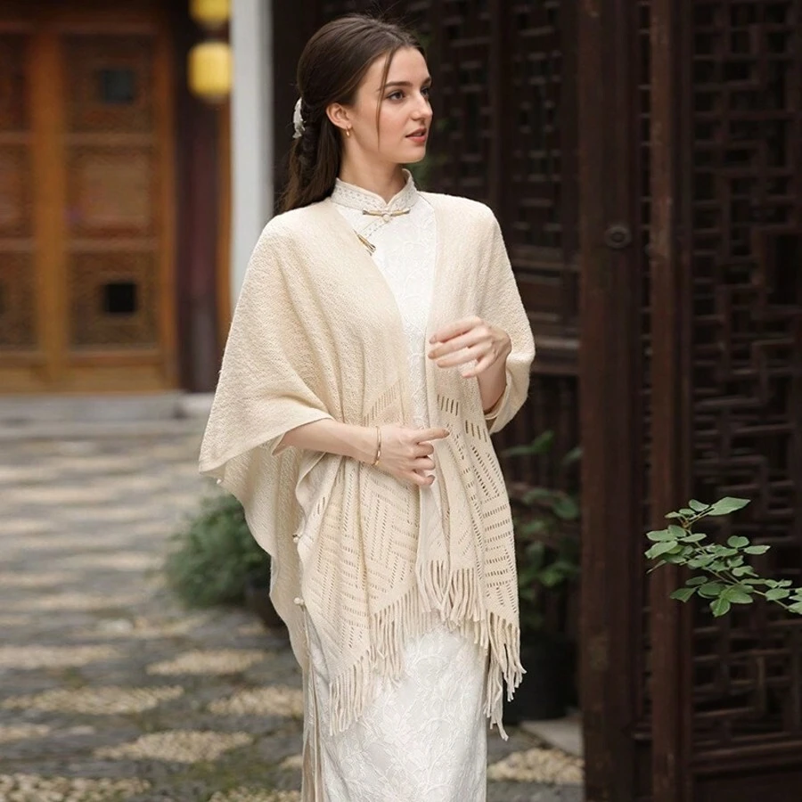 1 Stück Damen Poncho Cape mit Kapuze und Knöpfen Einfarbig, bohemian-artiger warmer gestrickter Schal für den täglichen Gebrauch, Herbst/Winter