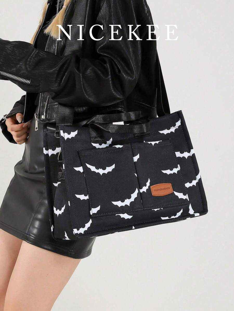 Versatile Bat Hobo Shoulder Bag For Women Purse And Handbag, Large Capacity Multi-Pocket Canvas Shoulder Commuter Bag Handbags, Lightweight Casual Tote Shoulder Messenger Bag, Students School Laptop Bags Minimalist Sport Backpack With Multi Compartments & Multi Pockets