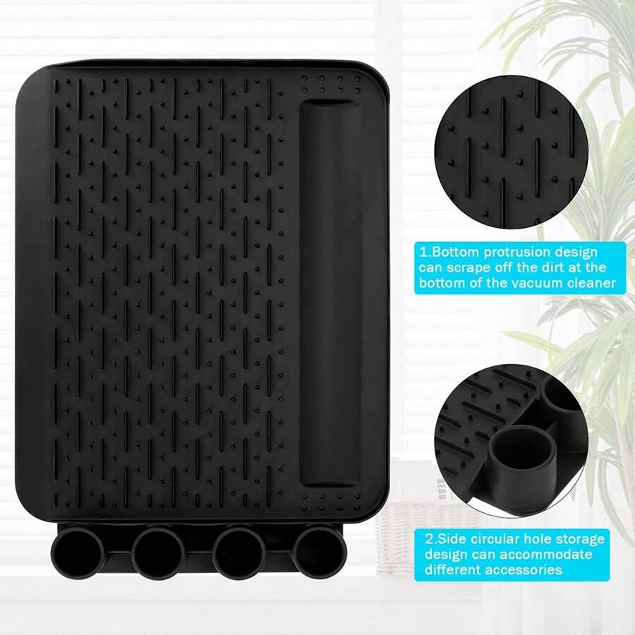 Coussinet en silicone pour aspirateur, coussinet en silicone pour aspirateur vertical, s'adapte à la plupart des aspirateurs avec rangement pour accessoires d'aspirateur, protège le sol des rayures, des taches et des gouttes d'eau