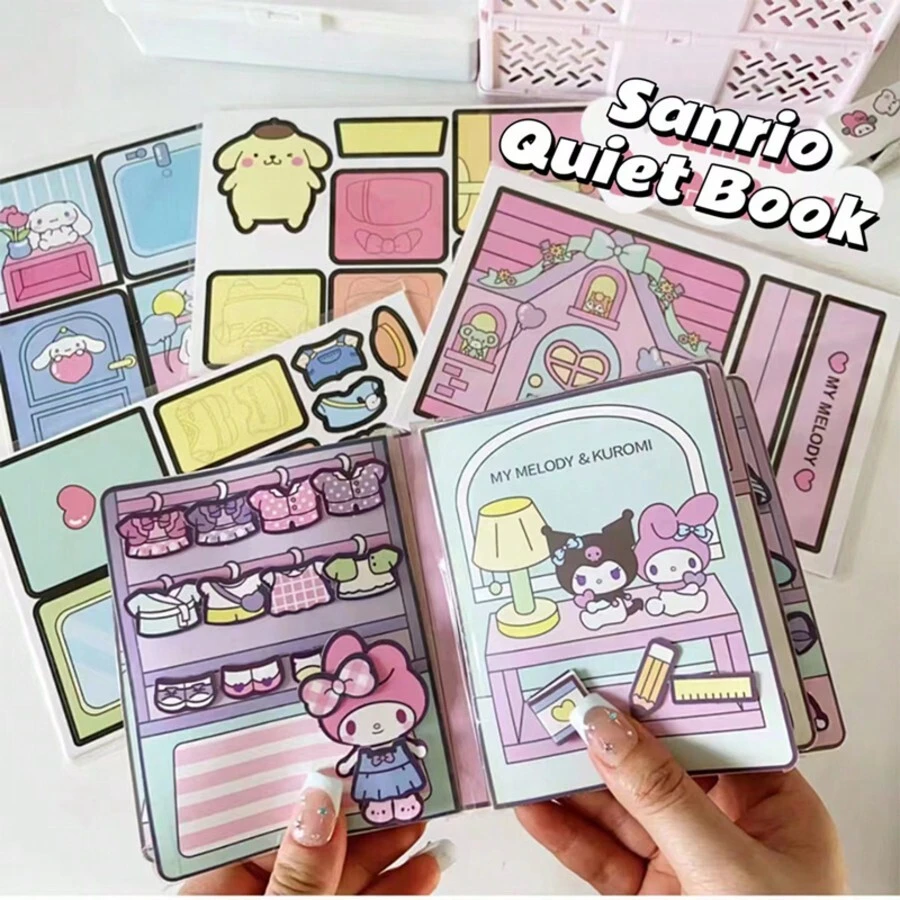 Sanrio 3 PiecesSanrio Kullomi And Sago Lulu DIY Quiet Book Set - My Melody Craft Kit, Reusable Art And Handmade Toys, Perfect Birthday Or Valentine's Day, Chinese New Year, Christmas, Easter And Other Holiday Gifts For Women (This Product Is A Quiet Book Made By Myself. The Picture Shows The Finished Product After DIY. The Actual Product Is A Book With Three Sheets Of Paper. The Paper (Tu'an) Is Placed Randomly. Please Be Careful If You Mind)