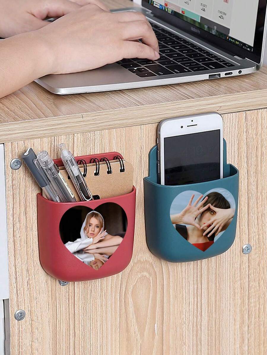 1 pièce Organisateur mural multifonctionnel personnalisé pour téléphone, chargeur, AC, télécommande TV, fournitures de bureau, stylo, table de nuit, bureau, mur, sans perçage, ambiance bohème