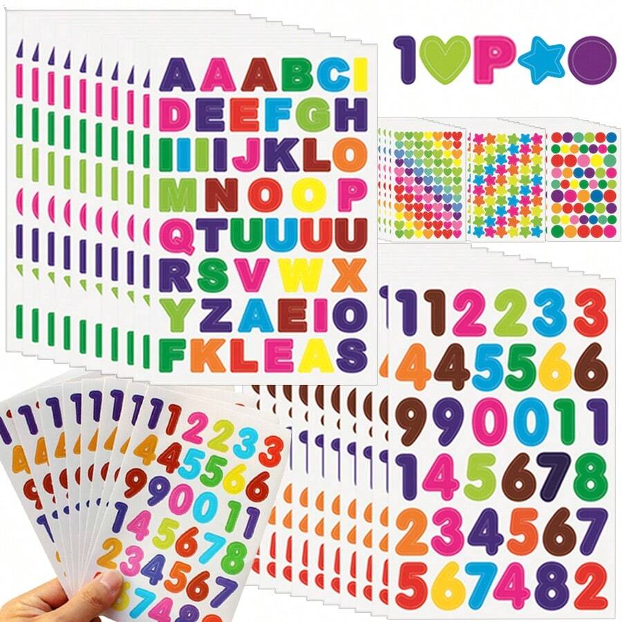 10-50 Sheets Colorful Diary Self-Adhesive Graffiti Stickers Scrapbook Albums Graffiti Stickers Student Notebook Decoration Heart Number Letter Dot Sticker 