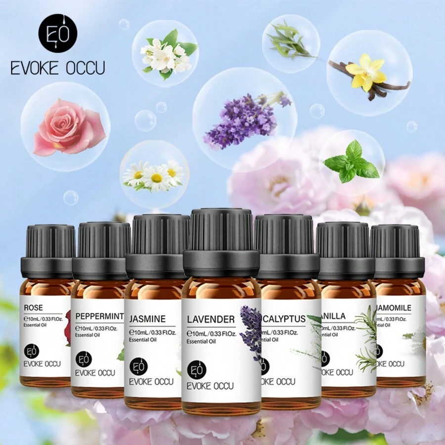 EVOKE OCCU EVOKE OCCU 10 ml / 0,33 Fl.Oz. reine ätherische Öle, Lavendel Jasmin Rose Vanille Pfefferminz Neroli Orange Limette ätherische Öle zum Diffuser, Luftbefeuchter, Massage, Haut, Haare, Kerzen, Seifenherstellung, DIY Parfüm