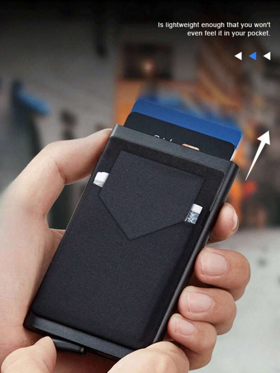 1pc Unisex Multi Slot Card With Elastic Card Function, Anti-Theft Card Swiping Bag, Aluminum Alloy Credit Card Metal Card Bag, Wallet Suitable For Daily Use