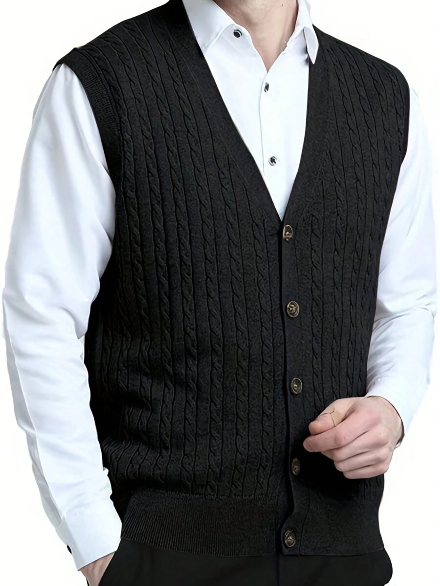Gilet in stile coreano lavorato a maglia per uomo, cardigan smanicato, adatto per primavera, autunno e inverno