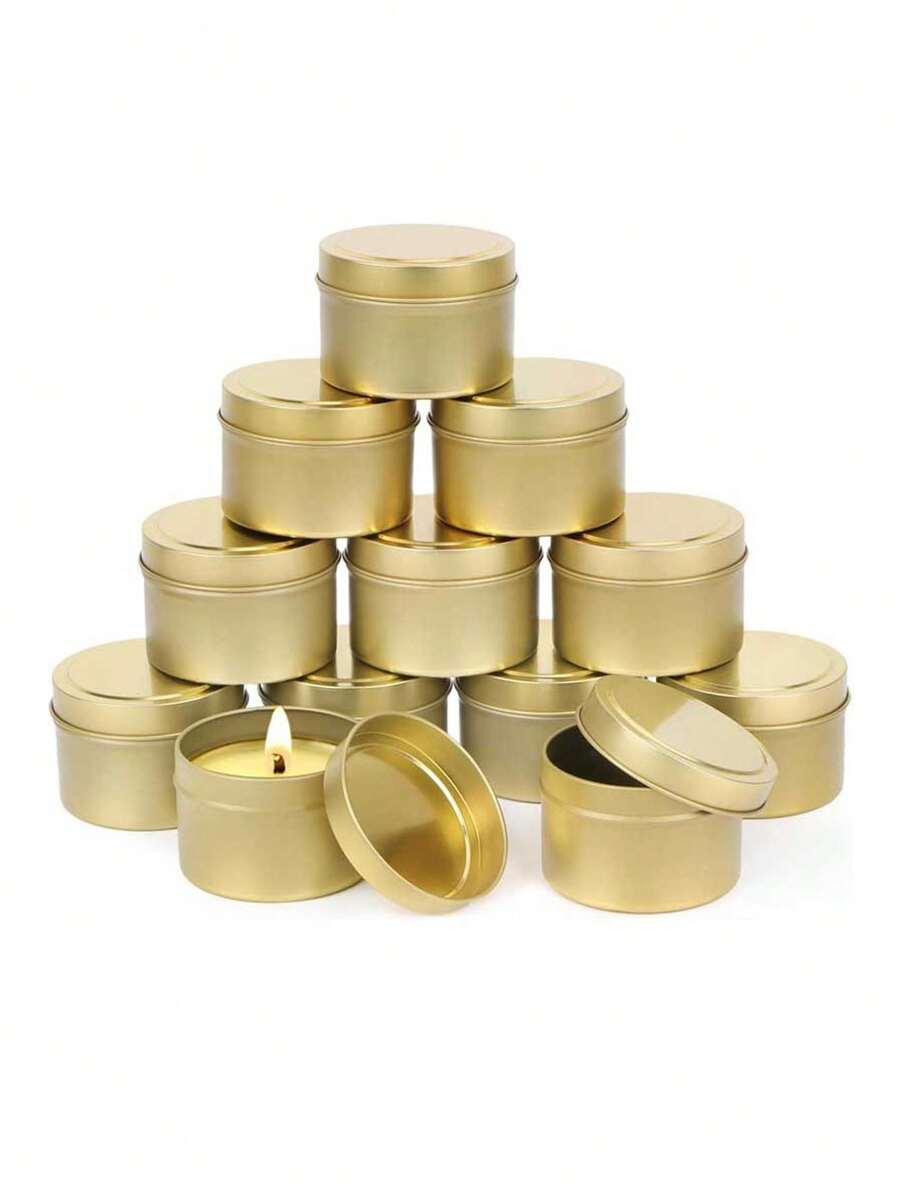 6/12 piezas Latas de vela doradas de 4 onzas para hacer velas, velas caseras DIY, artesanías, frascos vacíos para almacenamiento y envasado de regalos, frascos de vela de aromaterapia con tapas, regalos para amigos en fiestas y decoración de escritorio para fiestas en el hogar