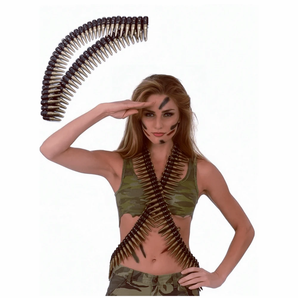 96pcs Detachable Plastic Storm Gun Chain Dress-Up Props, Cosplay Props, Festival And Party Decorations, Plastic Bullet Props Military Belt, Military Soldier Costume Accessories, Neutral Bullet Belt Costume Accessories Halloween