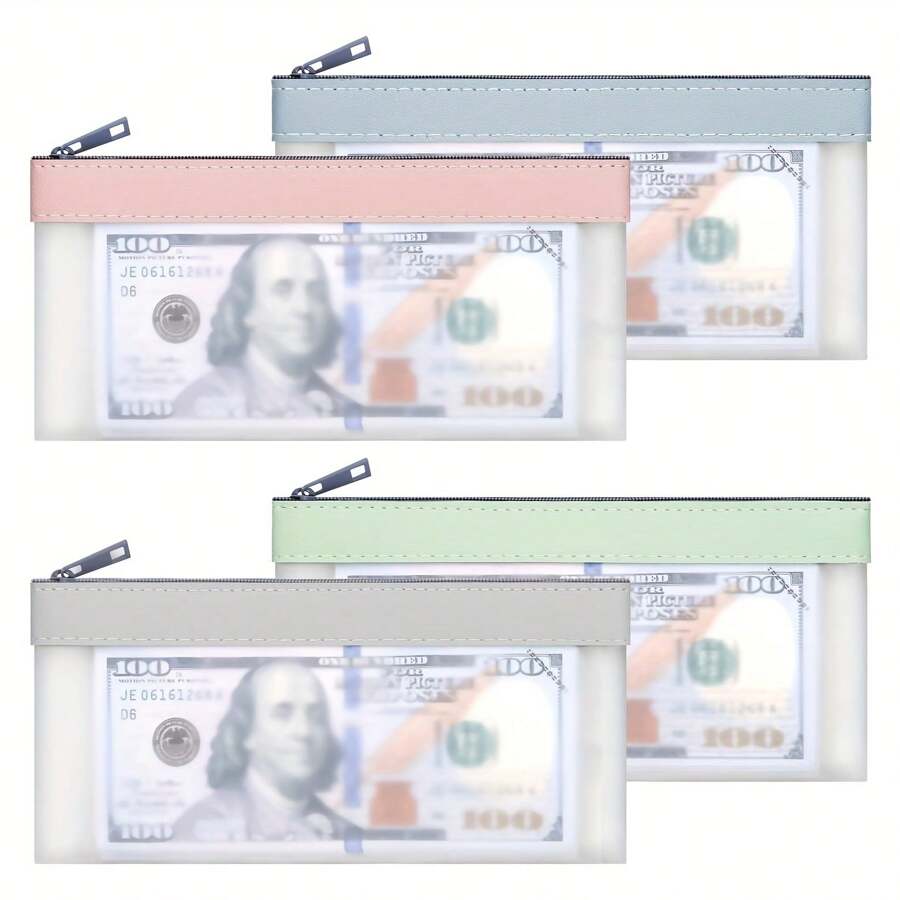 2 Pcs Money Bag, 7.7x3.7 Inch Money Pouch With Zipper For Cash,Bank Bags, Money Folder,Cash Holder For Coins,Cosmetics,Bills,Tool Etc. Back To School,Back To School,School Supplies