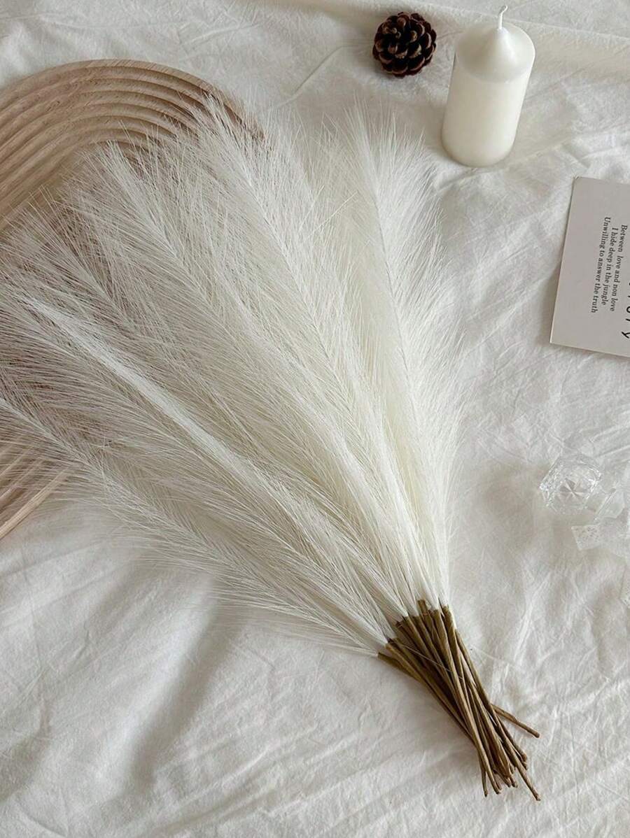 43cm/16.93inch White Faux Pampas Grass Artificial Reeds Fluffy Artificial Fake Flower Boho Decor For Wedding Party Decoration, Home Living Room Bedroom Decor, Vase Arrangement, DIY Photoshoot Props,Fake Plants,Spring, Summer, Weddings Decor,Room,Desk,Garden Decor,Room Decoration Stuff
