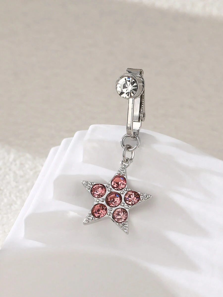 1 st. Modieuze schattige clip-on ster nep navelring, navel sieraden voor vrouwen
