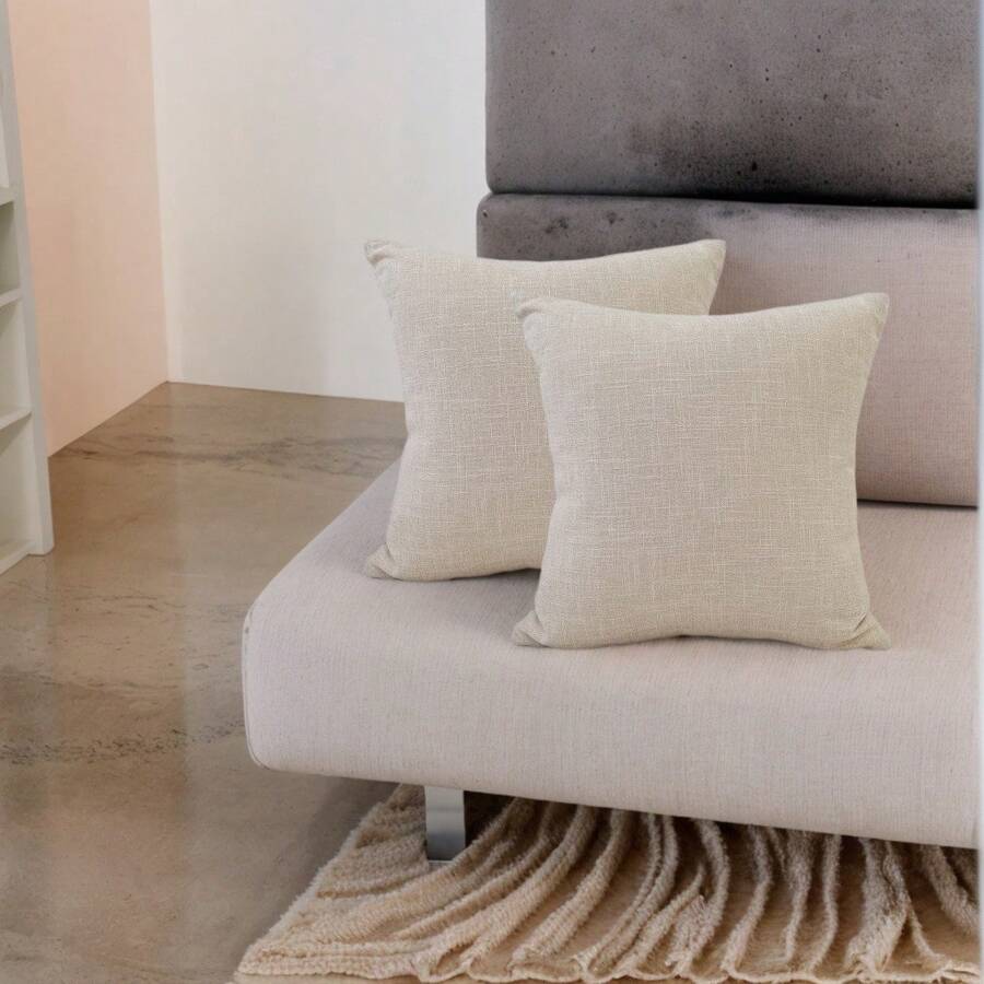 2 Stücke Leinen Dekorative Kissenbezüge, klassische quadratische einfarbige Kissenbezüge für Sofa, Bett und Autositz